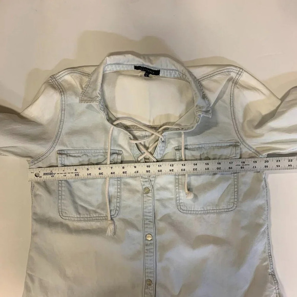 Sanctuary Women's Lace Up Button Front Long Sleeve Collared Shirt Size L - Picture 11 of 12